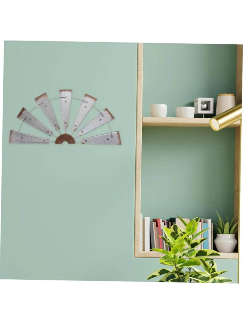 Rustic Metal Windmill Wall Decor | Farmhouse Pendant Art for Living Room
